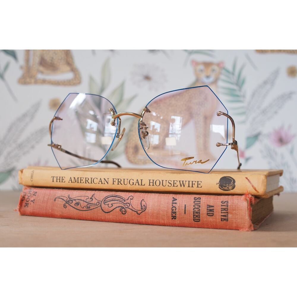 Vintage 1970s Tura Butterfly Sunglasses France Rimless JACKIE Retro Whimsigoth